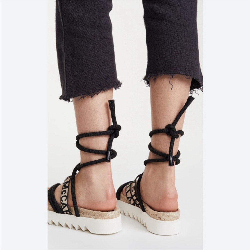 Stella McCartney Gaia Sandals in Black & Cream - Picture 3 of 13